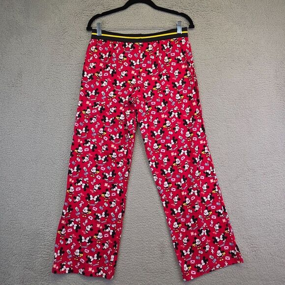 Disney Cuties Pajama Pants Womens M Red Kawaii Mickey Minnie Mouse Cartoon Sleep - Picture 3 of 14